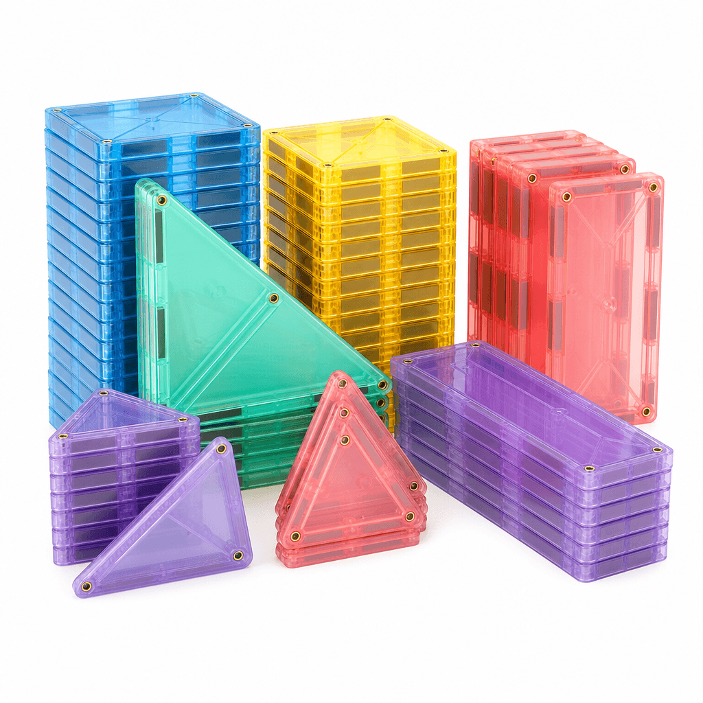 Colorway Magnetic Building Tiles, 64 Pieces on a white background